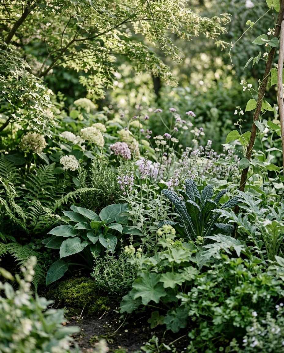 Lush garden with healthy plants and flowers