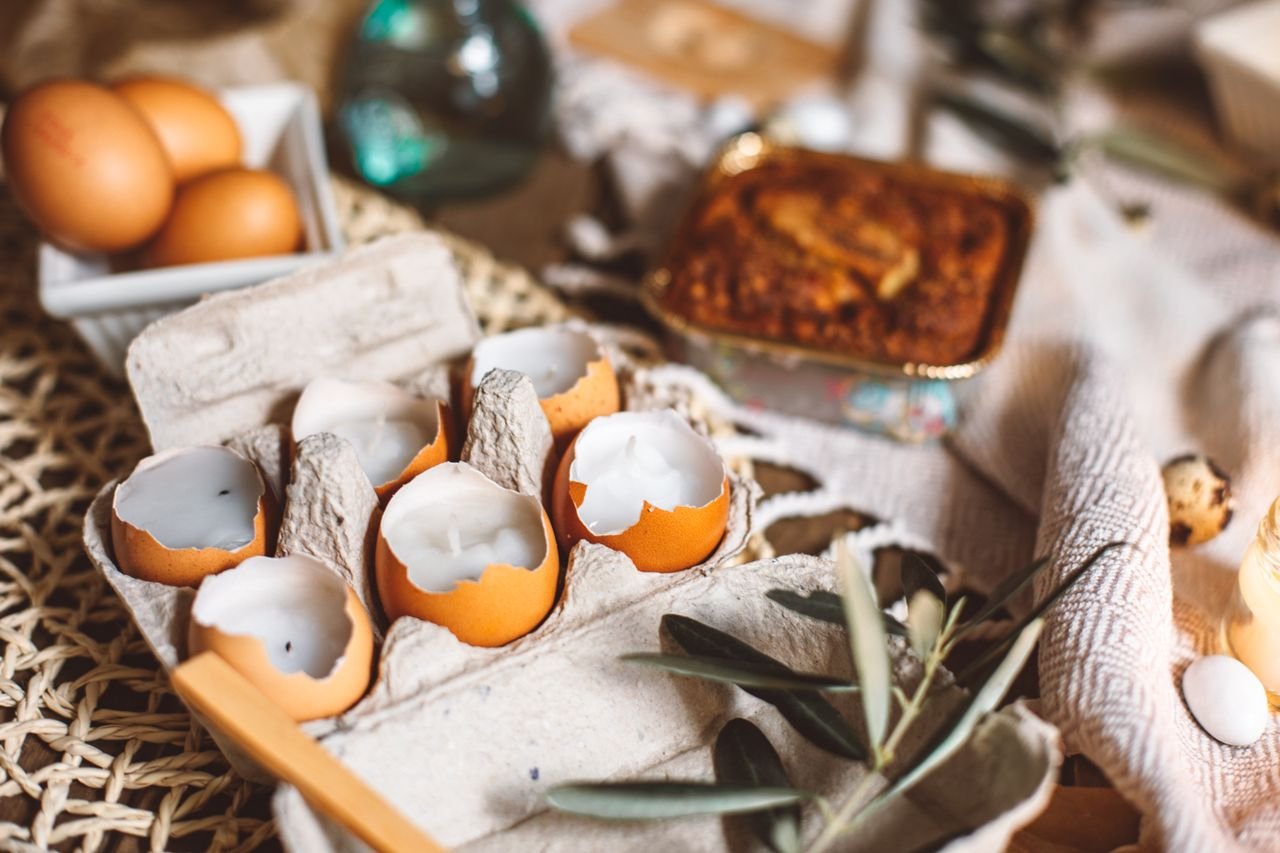 Crushed eggshells ready to add to compost
